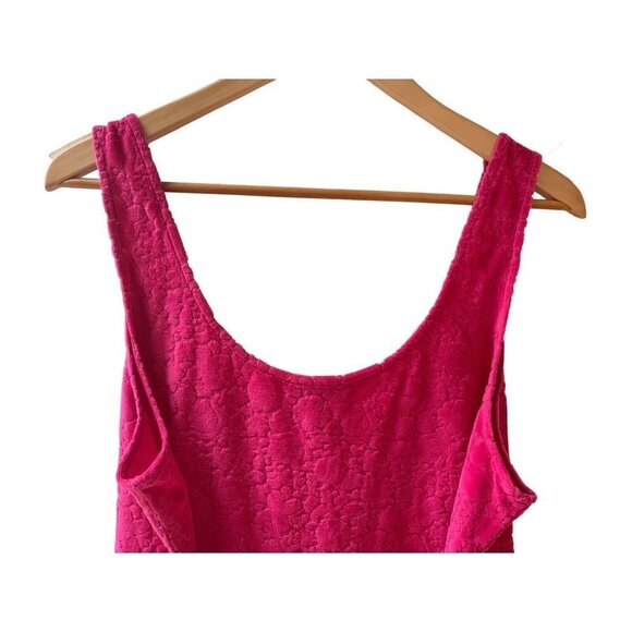 ModCloth Women's Hot Pink Burnout Terry Cloth Tank Bodysuit Attached Sash 2X - Picture 2 of 7